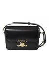 Teen Triomphe Shiny Calfskin Cross Bag Black - CELINE - BALAAN.