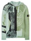 Manual Print Treatment Montion Saturation Knit Hoodie Green - STONE ISLAND - BALAAN 2