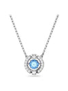 Una Crystal Round Cut Necklace Blue Silver - SWAROVSKI - BALAAN 2