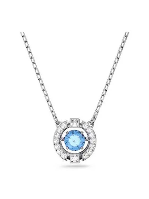 Una Crystal Round Cut Necklace Blue Silver - SWAROVSKI - BALAAN 2