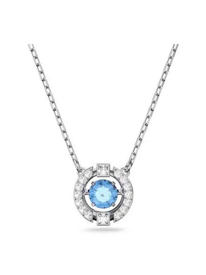 Una Crystal Round Cut Necklace Blue Silver - SWAROVSKI - BALAAN 2