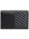 Envelope Chain Leather Half Wallet Black - SAINT LAURENT - BALAAN 4