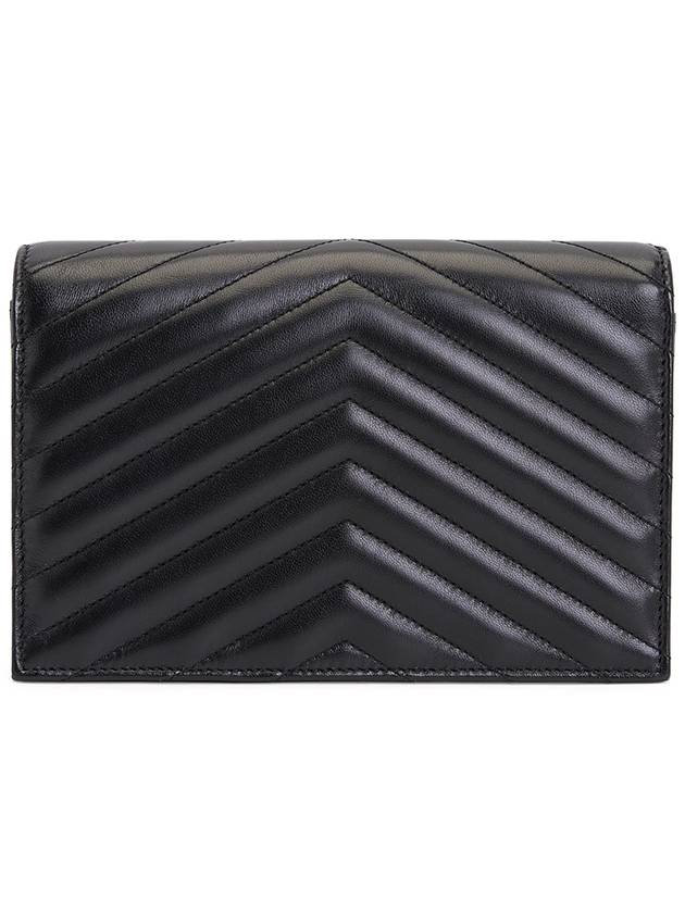 Envelope Chain Leather Half Wallet Black - SAINT LAURENT - BALAAN 4