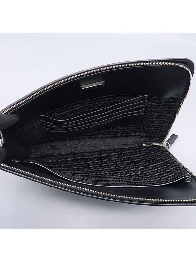 2VN003 Black Saffiano Silver Triangular Logo Document Holder Clutch - PRADA - BALAAN 5