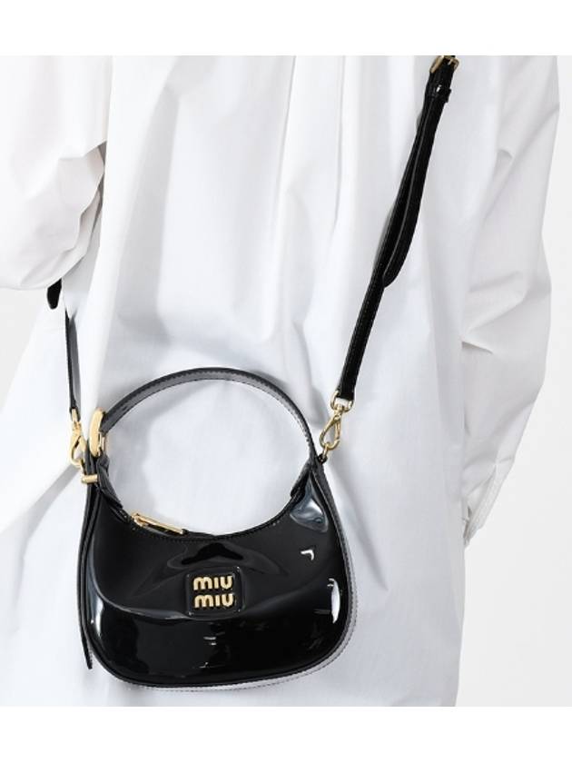 Patent Leather Hobo Shoulder Bag Black - MIU MIU - BALAAN 3