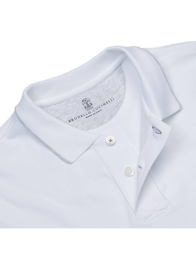 Embroidered Logo Short Sleeve Polo Shirt White - BRUNELLO CUCINELLI - BALAAN 7