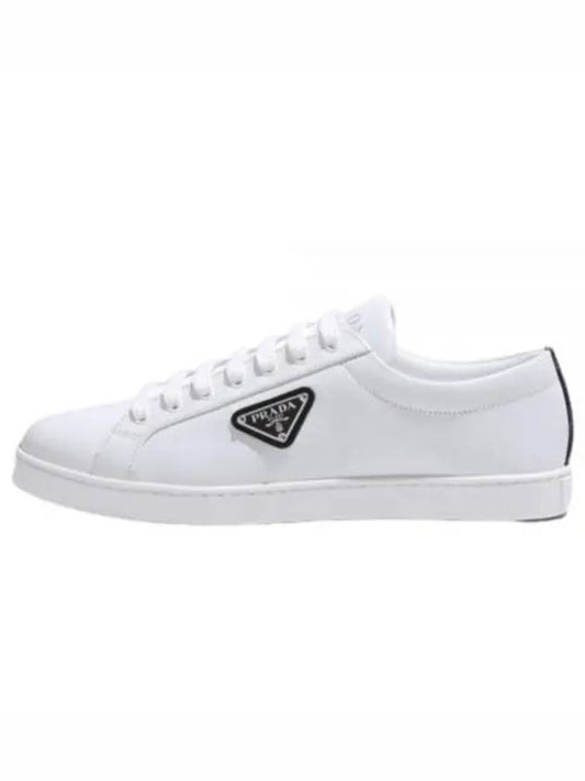 Brushed Leather Sneakers White Black - PRADA - BALAAN 2