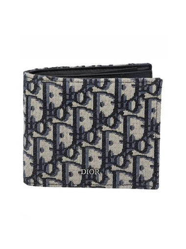 Compact Wallet Beige & Black  Oblique Jacquard - DIOR - BALAAN 1