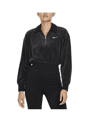 Sportswear Velor Quarter Zip Top W Black DQ5939 010 - NIKE - BALAAN 1