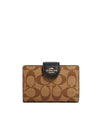 Signature Corner Zipper Medium Half Wallet Brown - COACH - BALAAN 1