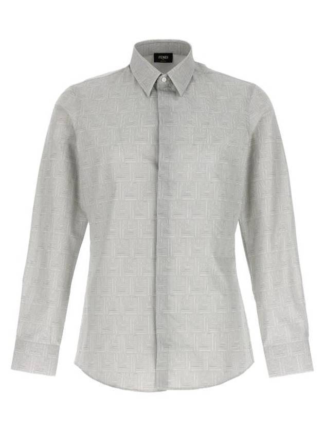 Shadow Cotton Long Sleeve Shirt Grey - FENDI - BALAAN 1