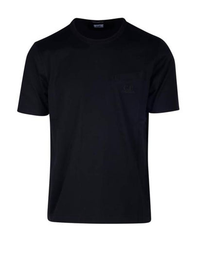 Embroidered Logo Cotton Short Sleeve T-shirt Black B0710996445 - CP COMPANY - BALAAN 2