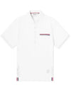 Men's Three Stripes Pocket Mercerized Short Sleeve Polo Shirt White - THOM BROWNE - BALAAN 2