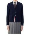 Brushed Effect Virgin Wool Cardigan Navy - THOM BROWNE - BALAAN 2