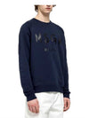 Milano Brushed Logo Print Cotton Sweatshirt Navy - MSGM - BALAAN 4