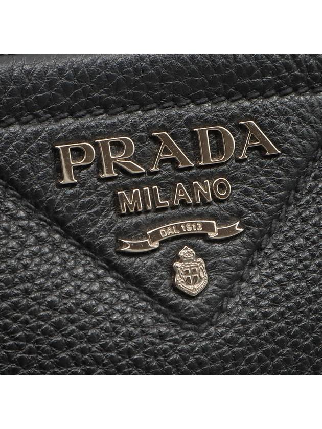 Black Vitello Dino silver lettering logo double zipper cross bag - PRADA - BALAAN 7