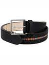 Signature Striped Leather Belt Black - PAUL SMITH - BALAAN 8