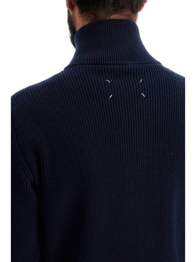 Stitch Knit High Neck Full Zip Up Cardigan Navy - MAISON MARGIELA - BALAAN 5