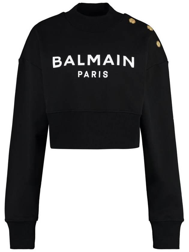 Logo Print Crop Sweatshirt Black - BALMAIN - BALAAN 2