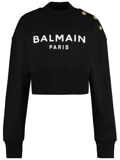 Logo Print Crop Sweatshirt Black - BALMAIN - BALAAN 2