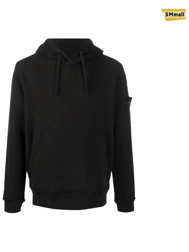 Wappen Patch Cotton Fleece Hoodie Black - STONE ISLAND - BALAAN 3