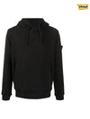 Wappen Patch Cotton Fleece Hoodie Black - STONE ISLAND - BALAAN 3