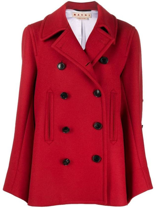 Breasted Wool Double Coat Red - MARNI - BALAAN 1