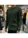 Wappen Patch Crew Neck Ribbed Wool Knit Top Green - STONE ISLAND - BALAAN 4