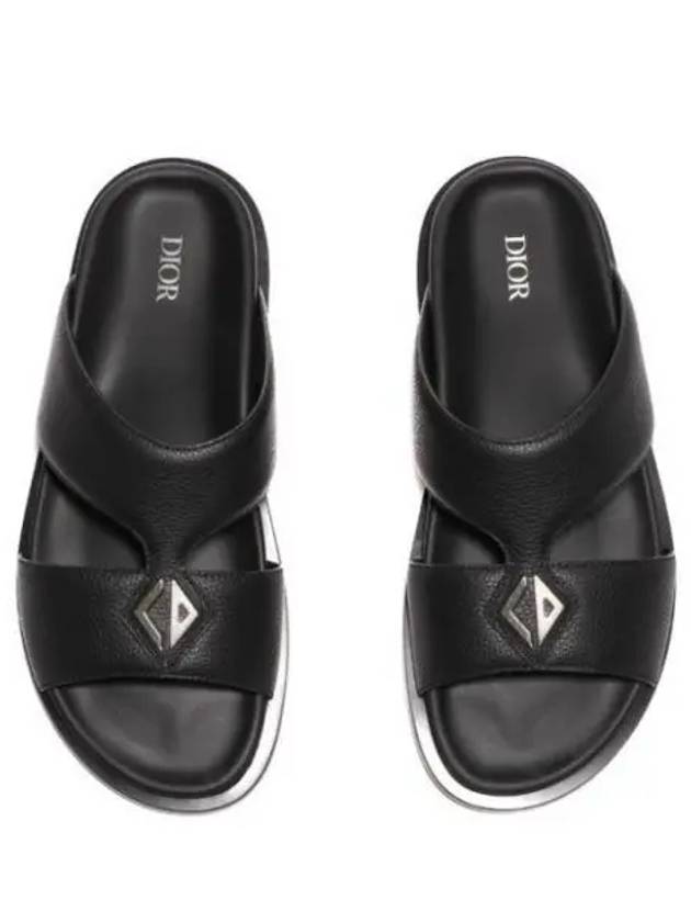 Aqua Grained Calfskin Sandal Black - DIOR - BALAAN 2