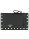 Rockstud Zipper Card Wallet Black - VALENTINO - BALAAN 3