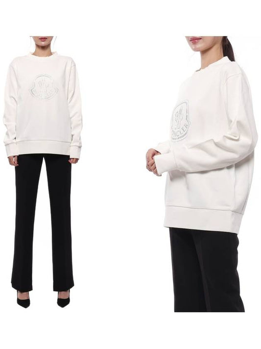 Crystal Logo Sweatshirt Off White - MONCLER - BALAAN 2