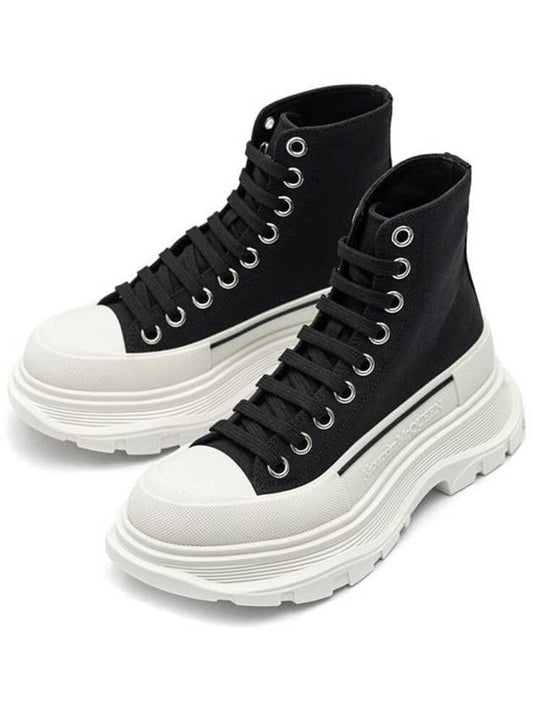 Tread Slick High Top Sneakers Black White - ALEXANDER MCQUEEN - BALAAN 2