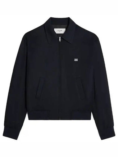 Triomphe Embroidered Rayon Twill Zip-Up Jacket Black - CELINE - BALAAN 1