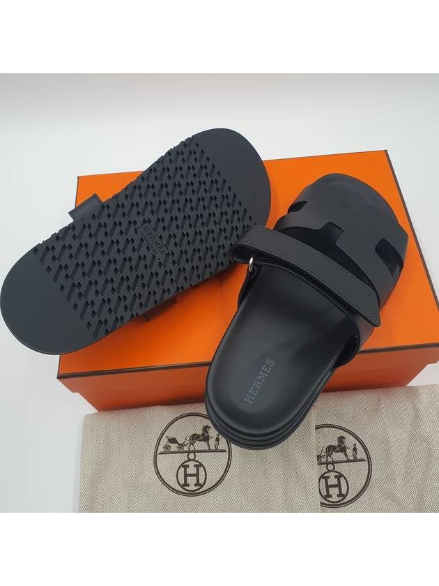 Chypre Leather Sandals Black - HERMES - BALAAN 5