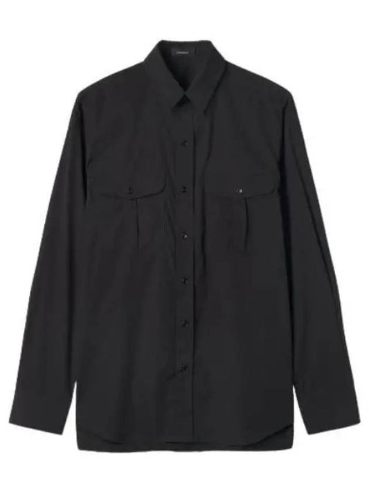 Oversized flap pocket cotton shirt black - WARDROBE.NYC - BALAAN 1