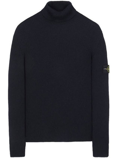 Logo Patch Wool Knit Turtleneck Dark Navy - STONE ISLAND - BALAAN 2