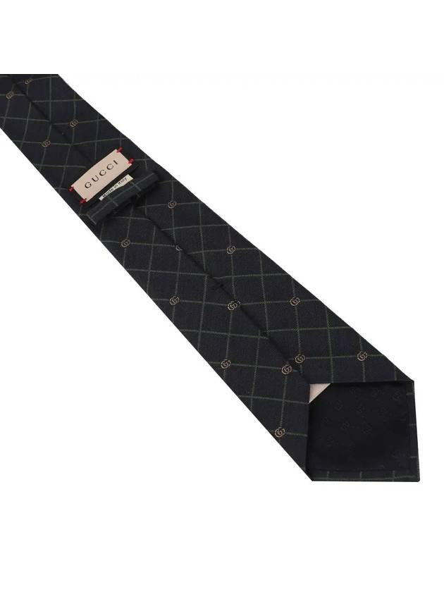 Double G Check Silk Jacquard Tie Blue - GUCCI - BALAAN 5