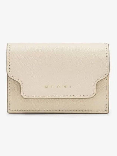 Saffiano Leather Trifold Half Wallet Talc - MARNI - BALAAN 2