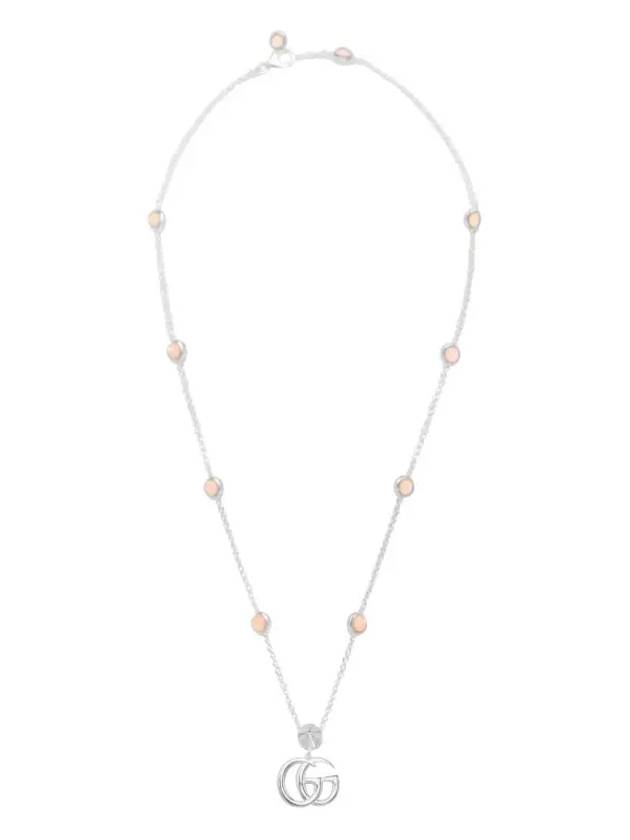 GG Double G Mother Pearl Necklace Silver - GUCCI - BALAAN 3