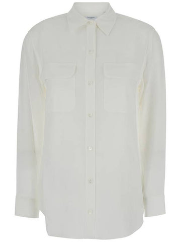 'Signature' White Shirt With Patch Pockets In Silk Woman - EQUIPMENT - BALAAN 1