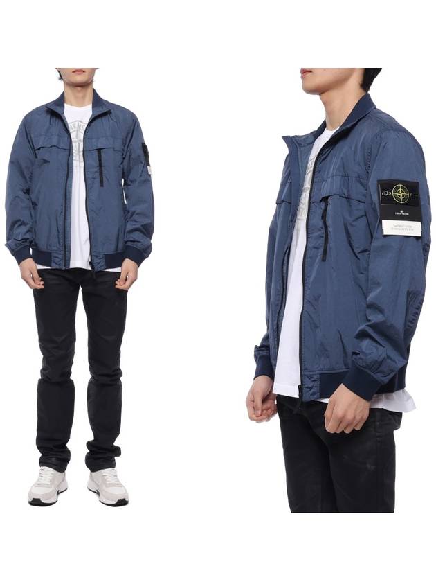 Compass Badge Pleated Windbreaker Dark Blue - STONE ISLAND - BALAAN 2