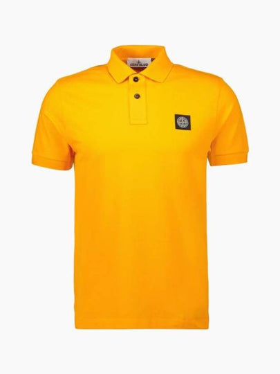 Men's Logo Patch Cotton Polo Shirt Orange - STONE ISLAND - BALAAN 2