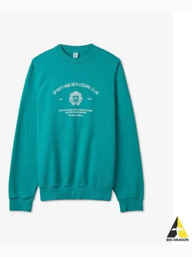 Crest Crew Neck Cotton Sweatshirt Blue - SPORTY & RICH - BALAAN 2