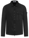 Old Treatment Garment Dyed Overshirt Jacket Black - STONE ISLAND - BALAAN 2