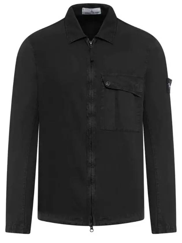 Old Treatment Garment Dyed Overshirt Jacket Black - STONE ISLAND - BALAAN 2