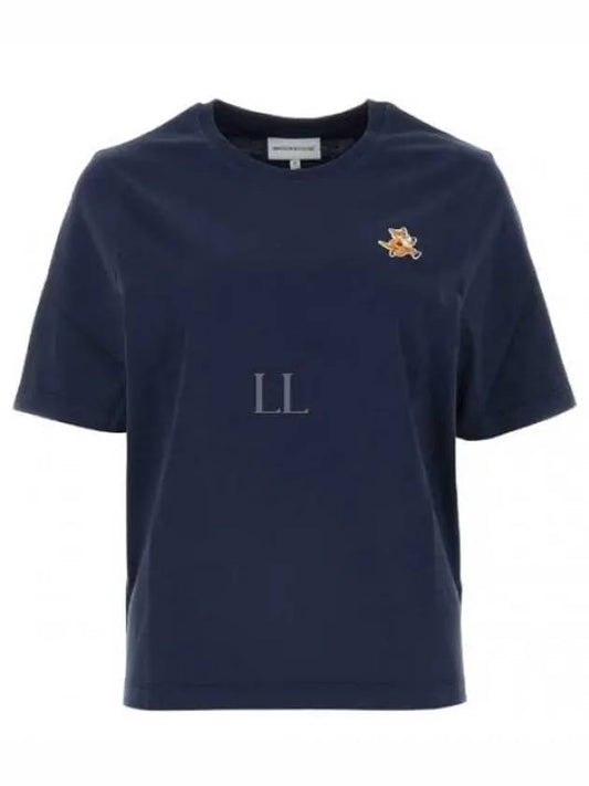 Speedy Fox Patch Comfort Short Sleeve T Shirt Navy - MAISON KITSUNE - BALAAN 2