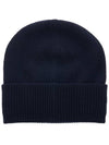 Signature V Logo Wool Beanie Navy - VALENTINO - BALAAN 3