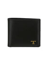 Men's Logo Plaque Leather Half Wallet Black - TOD'S - BALAAN 1