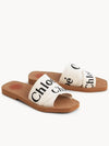 Woody Logo Canvas Strap Flat Mule White - CHLOE - BALAAN.