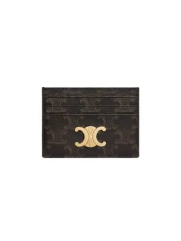 Triomphe Card Holder in Triomphe Canvas Tan - CELINE - BALAAN 2